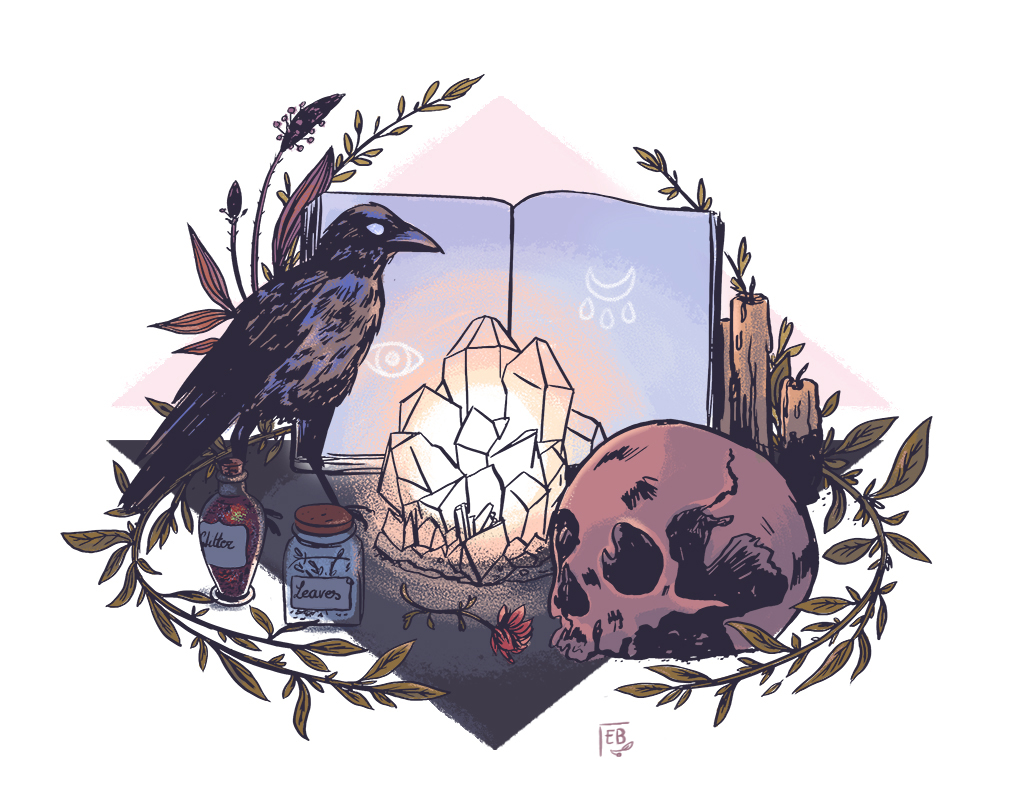 Ellea Bird : witchcraft altar illustration (Witchy Art Challenge)