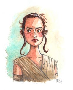 Rey (Star Wars), illustration. Elléa Bird, illustratrice, Lyon.