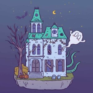 Haunted house illustration, Elléa Bird